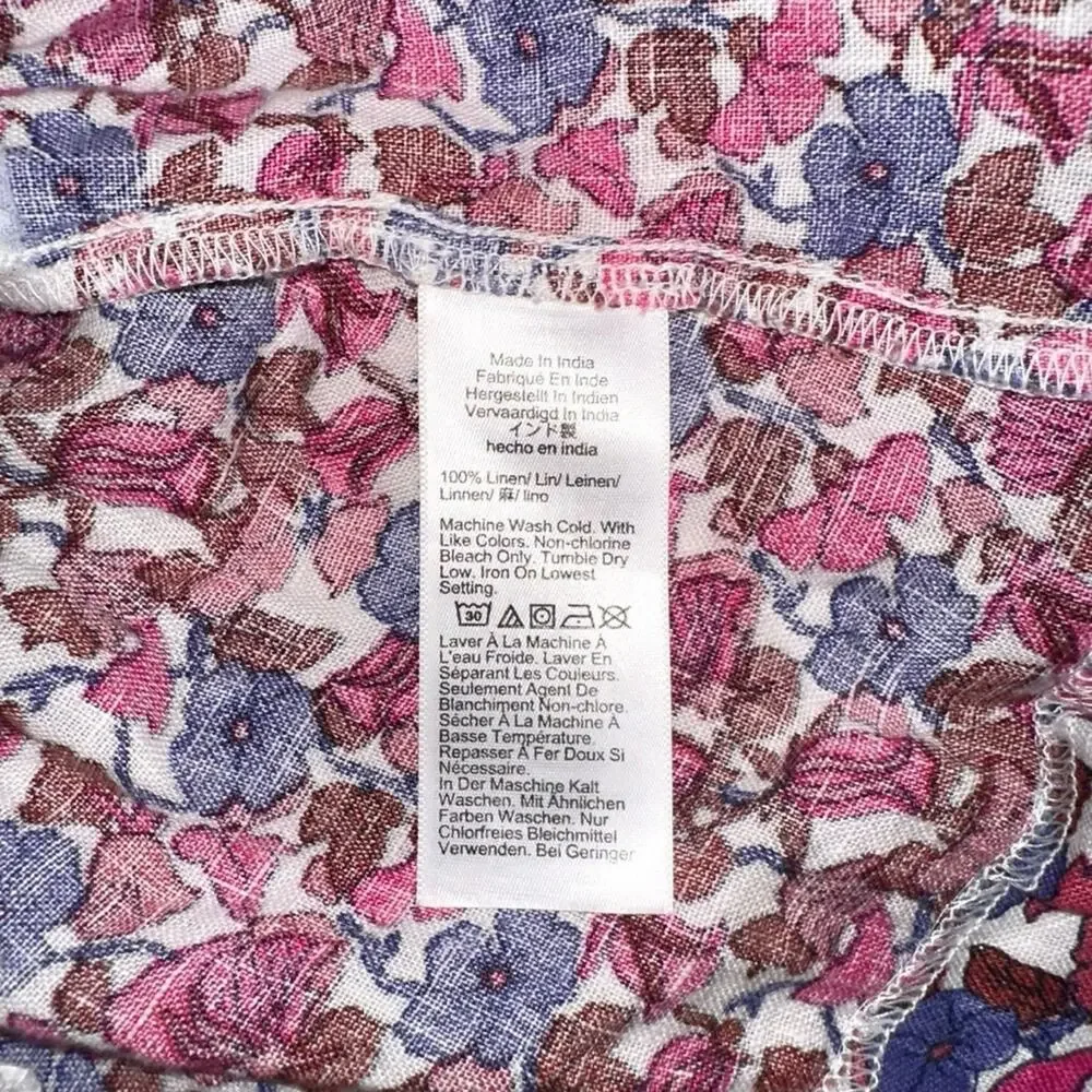 J. Crew Afternoon Linen Short Sleeve Floral Mini Dress XS in Berry Floral